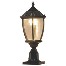 20 Inch Solar Post Light Outdoor Yard Pillar Lamp 2CCT Dusk To Dawn with Remote