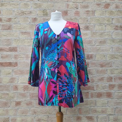 Simply Art by Dolcezza Bluse Top Gr. UK 10 Blau Rosa Farbe & Joy