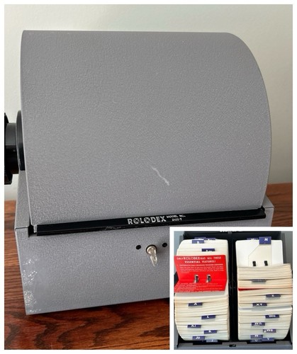 VTG ROLODEX Model 2400-T Metal Double Side Rotary File UNUSED Cards RARE W/KEY