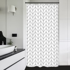 Small Stall 36Wx72H Inch Shower Curtain,Narrow RV Walkin Black White Herringb...