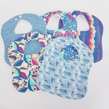 Baby Bibs Blue Mixed Floral Pattern Mix Prints 5 x Pack 100 Cotton Handmade New