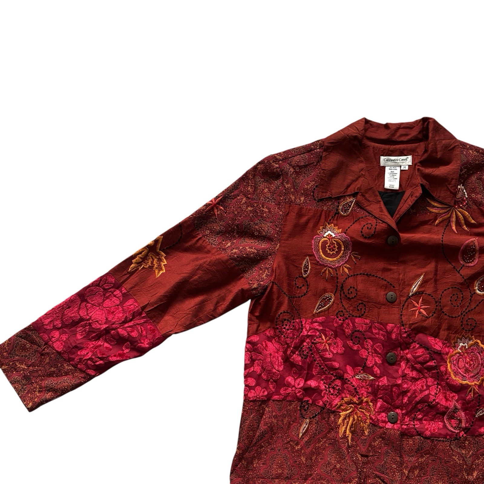 Vintage Womens Shirt 90s Paisley Patterned Embroidered Beaded Retro Boho 14 image 3
