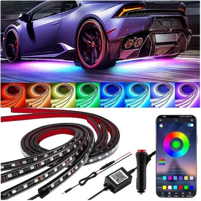 4 PCS unter Beleuchtung für Auto, APP-Kontrolle Mehrfarbige Lichter synchroni...