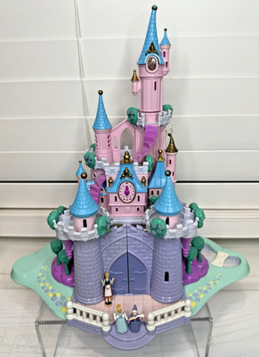 VINTAGE 1995 DISNEY CINDERELLA CASTLE + 3 FIGURES POLLY POCKET BLUEBIRD (X)