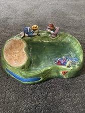 Vintage Linens ‘n Things Golf Course 18th Hole Golfing Couple Serving Bowl/plate