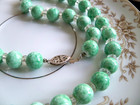 unique Vintage art deco jewelry necklace sterling peking apple mint green clear — photo 2