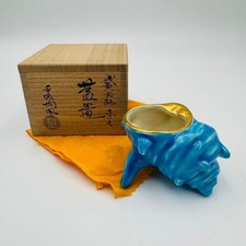 Keiun Kirihō Asagi Kōchi Sazae Futaoki, with Box, Tea Ceremony Utensil, Antique