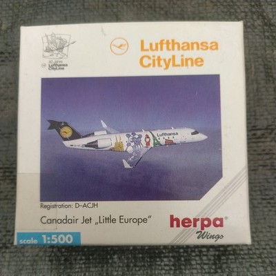 Herpa wings 1:500 Canadair Jet ''Little Europe'' Lufthansa CityLine Nr.511445 Neu!
