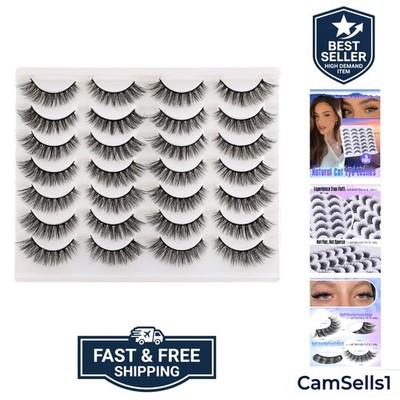 Lashes False Eyelashes Cat Eyes Wispy Natural Faux Mink Lashes 14 Pairs Pack ...