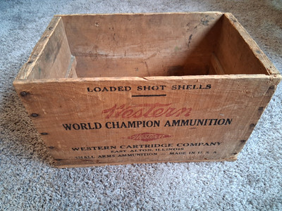 Western Cartridge Co Small Arms Ammunition 12 GA Vintage Wooden Ammo Box 15x9x9