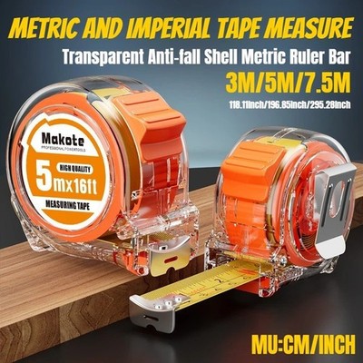 3M5M7.5M Tape Measure Retractable Transparent Metric and Imperial Steel Tape Mea