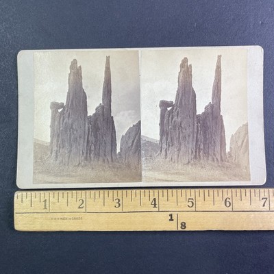 Cathedral Spires Garden of the Gods Stereoview F.A. Nims Colorado 1870s
