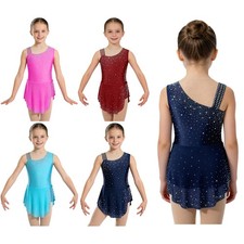 US Girls Dress Shiny Leotard Stretchy Costume Sleeveless Uniform Stage Gymwear