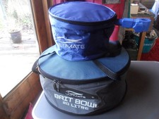 2 x Ultimate Bait Bowls 20l & Small Blue Hooped Fishing GroundBait Bowl Bag