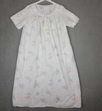 Eileen West Nightgown Women's Large Floral White Cottagecore Sleep Dress Pajamas