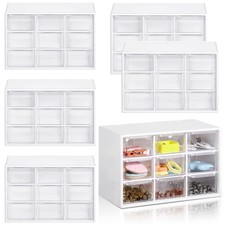 6 Pcs Mini Drawer Organizer Small Organizer with 9 Drawers Plastic Desktop Cr...