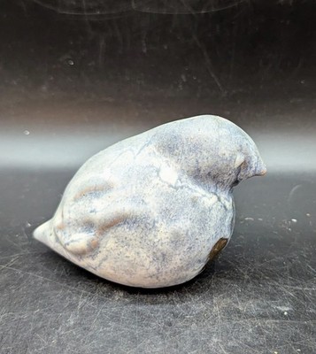 Vintage Studio Art Pottery Ceramic Heavy Glaze Bluebird Signed 4.5''