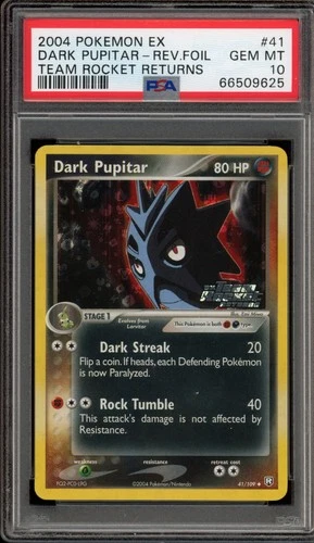Pokemon Dark Pupitar EX Team Rocket Returns Reverse Holo #41 PSA 10 Gem Mint