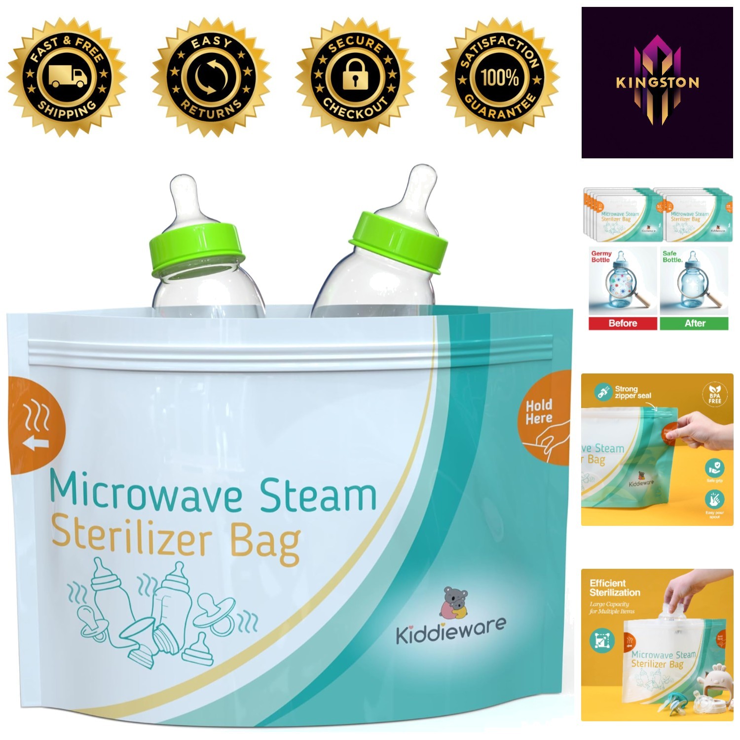 Effortless 10-Pack Microwave Baby Bottle Sterilizer Bags for