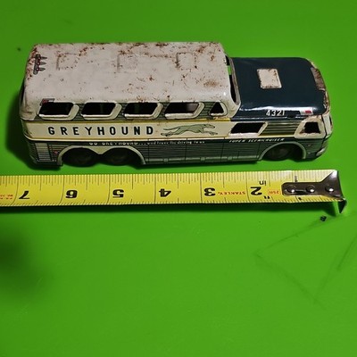 Greyhound Super Scenicruiser Express Tin Bus #4321 Made in Japan - White/Blue