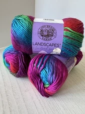 Lion Brand Landscapes Self Striping Yarn~Lot of 3 Skeins~Apple Orchard #205AH