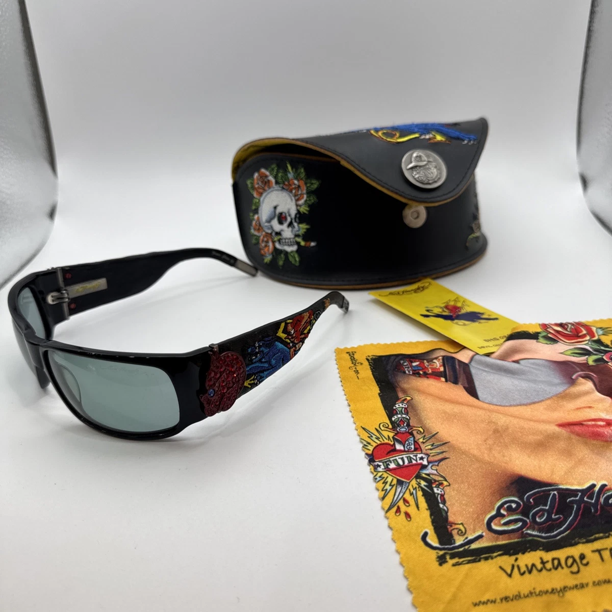 Ed Hardy Black Sunglasses with Multicolor Design Ed Hardy Black Designer Sunglasses for Women for sale | eBay main image 3