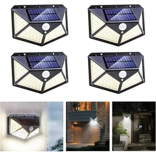 Solar Light 100 LED Motion Sensor Outdoor Waterproof Wall Lamp 4 pack