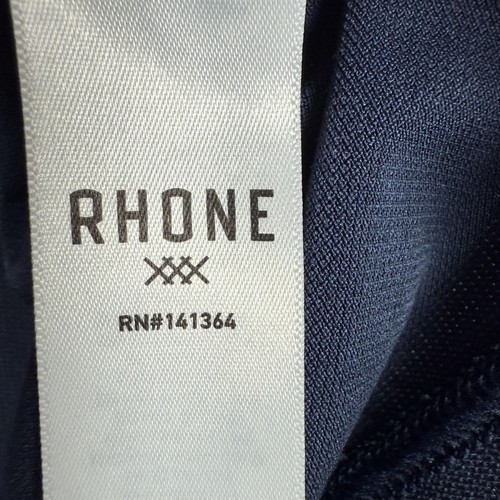 Rhone Polo Shirt Mens Medium Navy Blue Performance Golf Athletic Stretch Tee - Picture 6 of 9