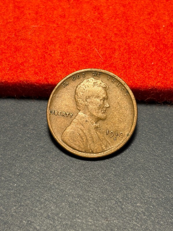 (#102955) Lincoln Wheat Cent:  1910 S.  Fine+.   better date.