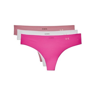Under Armour 1325615 Women's UA Pure Stretch Thongs 3-Pack, Pink Elixir, X-Large