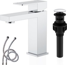 KENES Chrome Bathroom Faucet Single Handle Pop Up Drain