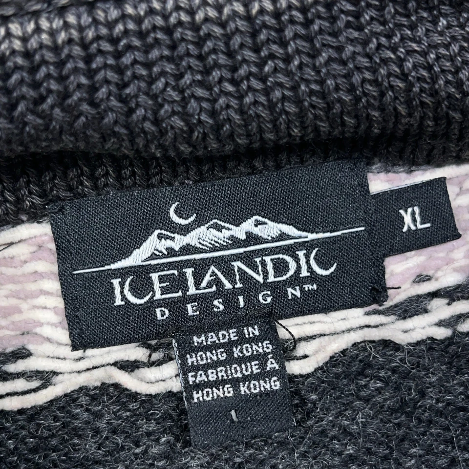 Icelandic Sweater Women XL Gray Wool Pullover Quarter Zip Nordic Snow Winter * - Image 2 of 4