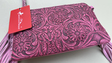 New Embossed Crossbody Montana West Bag-Cowgirl Western Pink Suede Fringe