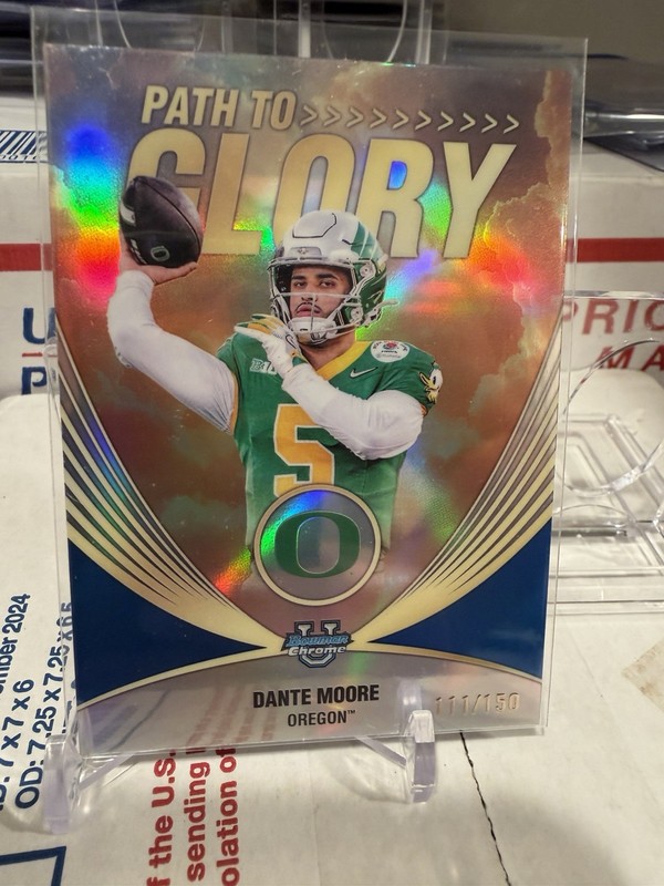 2025 Bowman Chrome #PG-9 Dante Moore Path to Glory Blue Refractor #/150