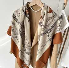 70 Cashmere 30 Silk 53'' totem Print Neckerchief Scarf Shawl Bandana Wrap new