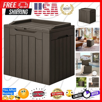 #ad Elegant 31 Gallon Waterproof Resin Deck Box Portable Outdoor Storage Solution $49.59