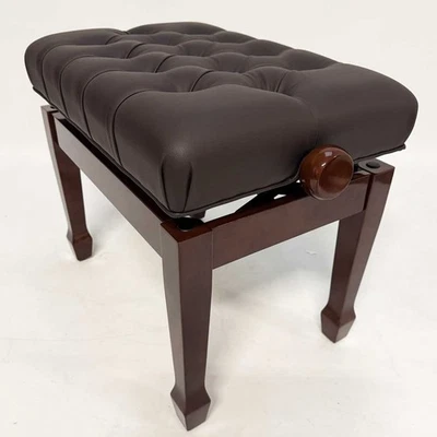 Steinhoven "CADENZA" Adjustable Piano Stool, Polished Walnut, Brown Top