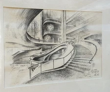 c.1940’s Artist Alexander Alec Stern Etching Signed NYC Lincoln Center Original