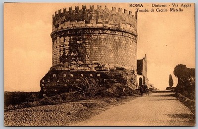 Vtg Roma Dintorni Via Appia Tomba di Cecilia Metella Tomb Rome Italy Postcard