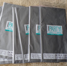 Plastic Tablecloths 5 Pack, 54 X 108 Inch Disposable - Gray h8