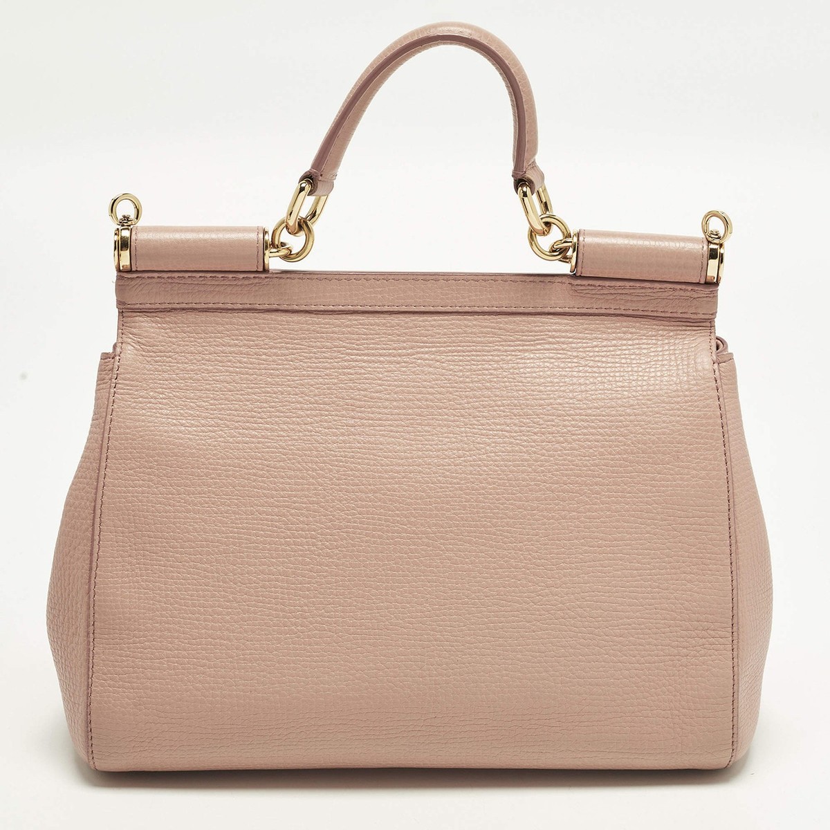 Dolce Gabbana Miss Sicily Medium Pink Leather Top Handle Bag | eBay