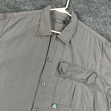 Vintage Levis Silver Tab Shirt Mens Large Gray Striped Short Sleeve Button Up