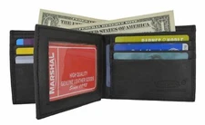 Men's Brown Genuine Leather Bi-Fold Credit Card ID Wallet New