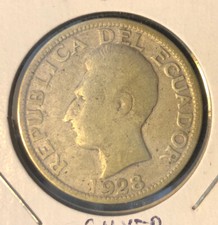 1928 Silver Ecuador 2 Sucres Silver Coin Philadelphia Mint-KM#73-Mintage=500,000