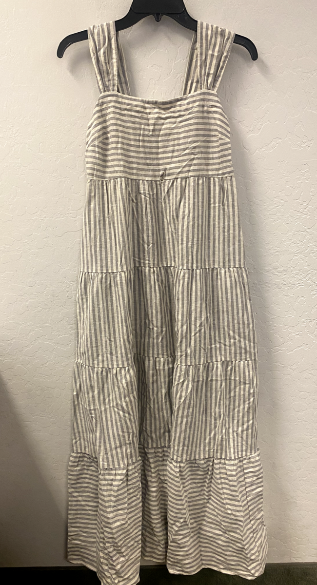 chinese dress ladies Madewell Women's Stripe Tiered Maxi Dress, Blue/White Stripe, 6 at Amazon  Women's Clothing store