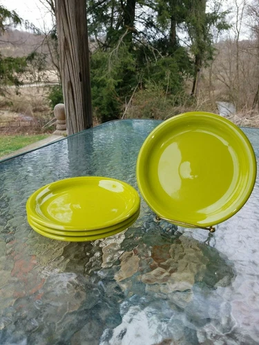 set lot 4 BISTRO style SALAD PLATE lemongrass NEW HOMER LAUGHLIN FIESTA 7 1/4"