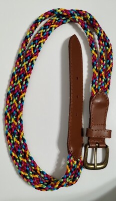 Express Vintage Y2K metallic braided belt. Genuine leather. Y2K Chunky Silver Braided Belt (M) – Holy Thrift main image 2