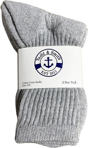 240 PK Yacht & Smith Wholesale Kids Crew Socks, Size 6-8(Gray) - Boys Ankle Sock - Picture 4 of 4