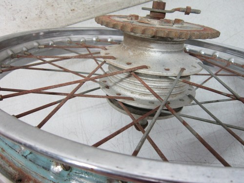 1970 Kawasaki G3TR 90cc Bushmaster Rear Wheel with Brake and Axle - Picture 6 of 7