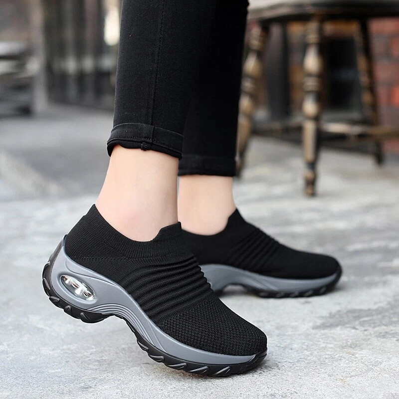 Women s Slip on Air Cushion Breathe Trainers Shoes Fashion